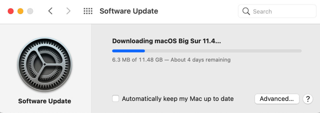 macos big sur update stuck