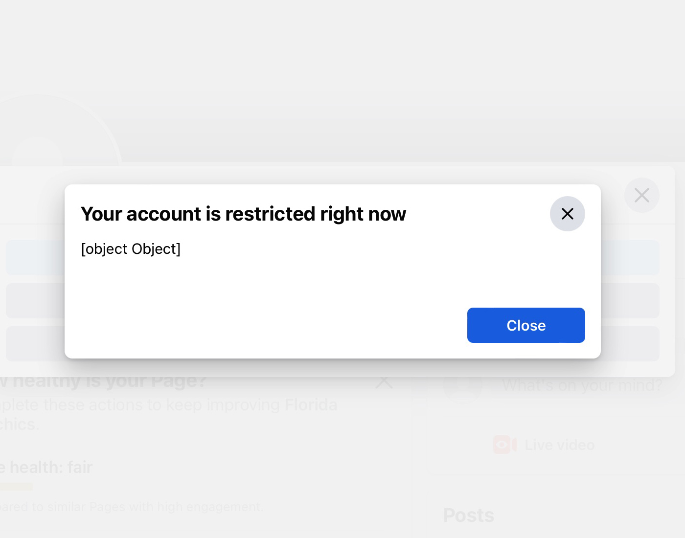 Facebook – Your account is restricted right now